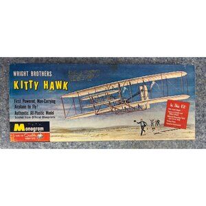 Wright Brothers Kitty Hawk Airplane MONOGRAM Military Model Kit Complete